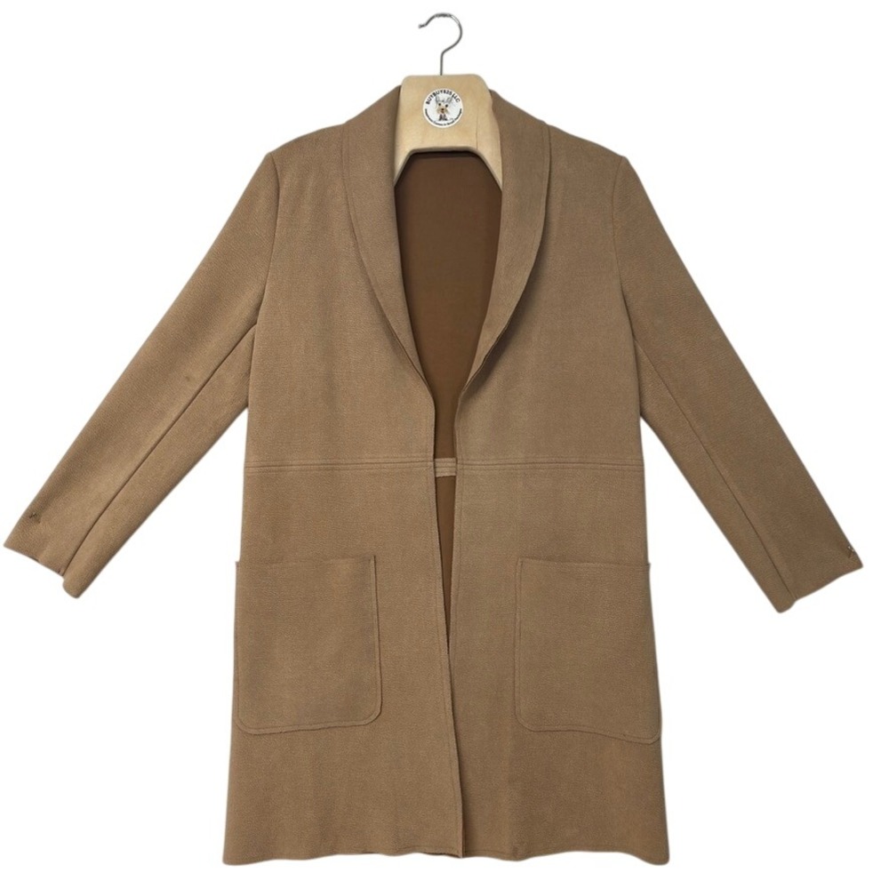 VICI Camel Longline Open Front Coatigan Jacket Women's Size Small Textured Knit
